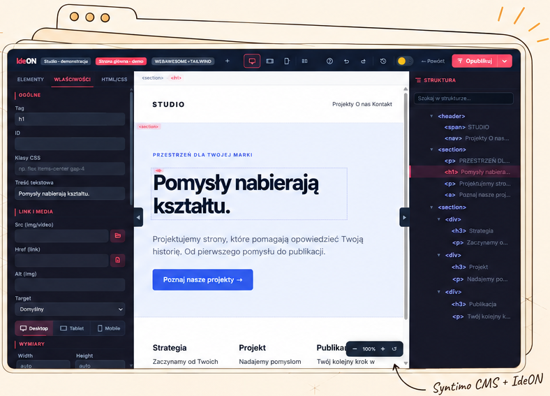 Syntimo CMS — widok projektu
